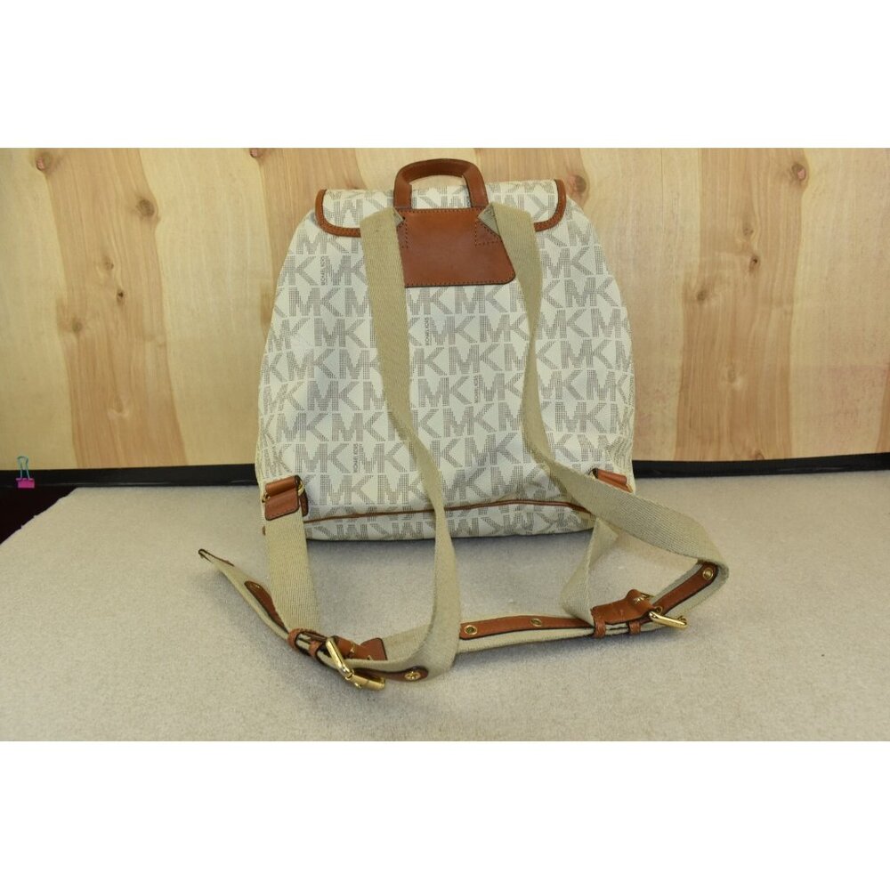 Michael Michael Kors Monogram Drawstrings Backpack Beige/Brown Bag Vintage - Picture 16 of 16